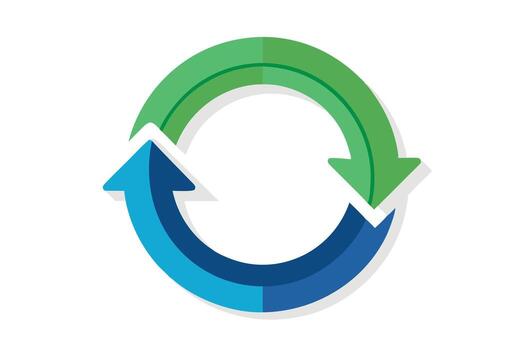Serene Circular Arrows Illustrating Continuous Improvement and Seamless Workflow in a Calm Green and Blue Design vector