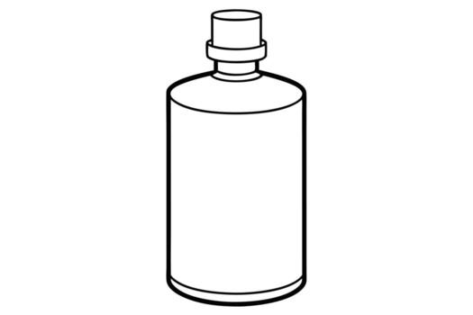 Simple Line Drawing of a Cylindrical Bottle with a Cap, Isolated on White Background, Minimalist and Clean Aesthetic vector