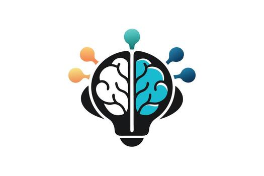 Innovative Ideas Brainstorming Session Depicted in a Vivid, Creative Lightbulb Brain Design, Symbolizing Bright and Effective Thinking. vector