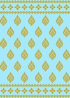 tradicional tailandés elegancia, el firma loto flor modelo en un calma azul cielo con un intrincadamente estampado marco. vector