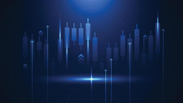 Financial trading chart with upward trends vector