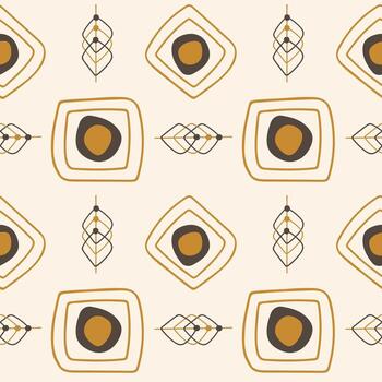 resumen zen garabatear patrón, textil antecedentes. gris y naranja formas y lineal elementos en crema antecedentes. vector