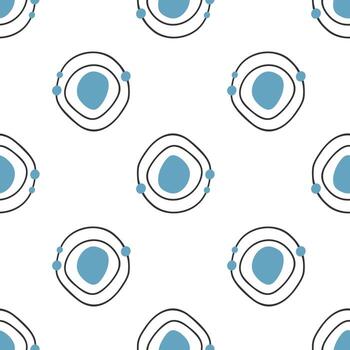 abstract pattern circle doodles, textile background. Gray and blue round elements, on white background. vector