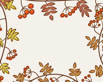 Rowan branches creating autumn frame on light background vector