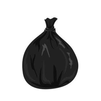 Black garbage bag tied with string, suggesting waste disposal and environmental concerns vector