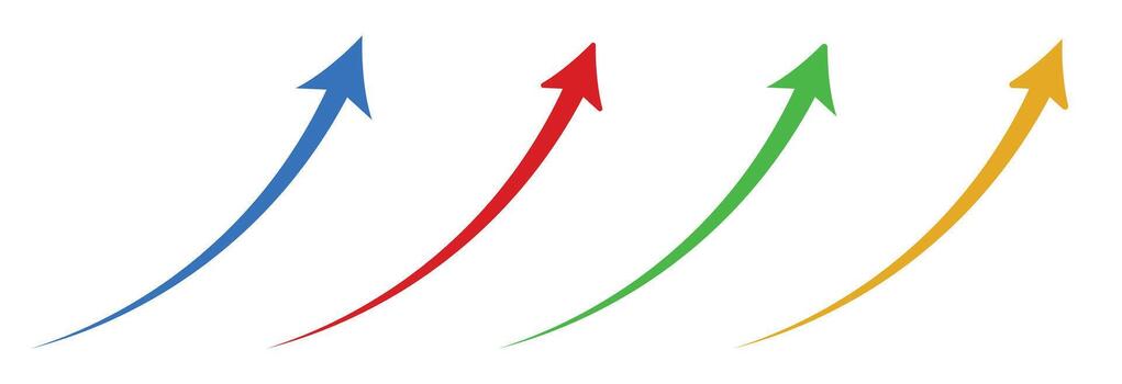 Rising curve arrow design flat style colorful upward pointing icons vector
