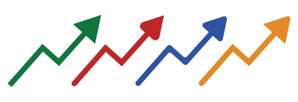 Gradient curve arrow upward infographic symbol colorful vectors design