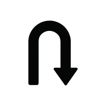 U-turn arrow graphic symbolizing change, direction, and decision making in a clear design vector