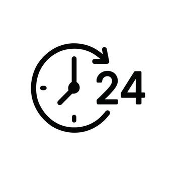 Round-the-clock service concept with 24-hour clock icon for customer support and availability vector