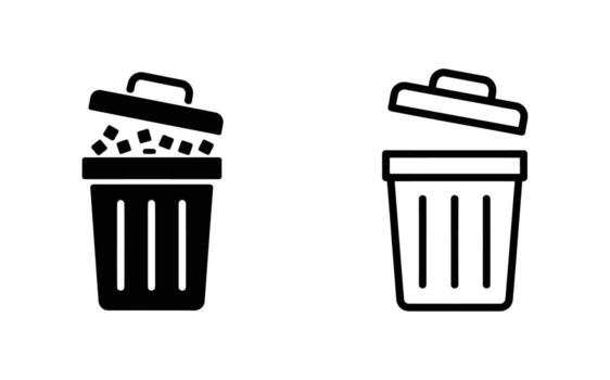 Discarding waste with trash can icons, disposal and recycling concepts for a modern world vector
