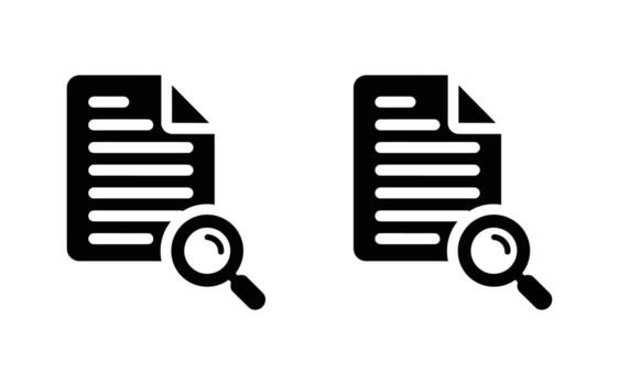 Document search icon, magnifying glass over a page, perfect for finding information vector