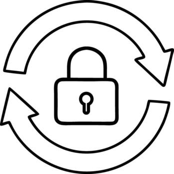 Secure Data Sync Icon, Encrypted Transfer and Cyber Protection Symbol vector