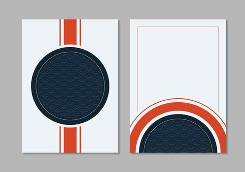 Minimalist Geometric Two Page Layout with Traditional Asian Pattern vector