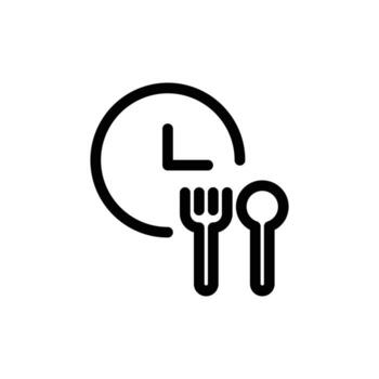 fork and spoon and watch outline icon design good for web or mobile app vector