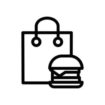 burger and bag outline icon design good for web or mobile app vector