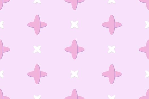 Charming Cute Seamless Pattern with Cross Sign and Plus with Pink and White Theme. Abstract Repeat Monogram Japanese Origami Style for Textiles, Paper, Memo, Wrapping, fabrics, book cover, stationery vector