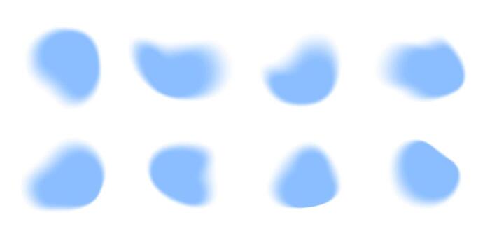 Soft blue y2k aura blob shapes with blur effect for trendy graphic design and digital bg vector
