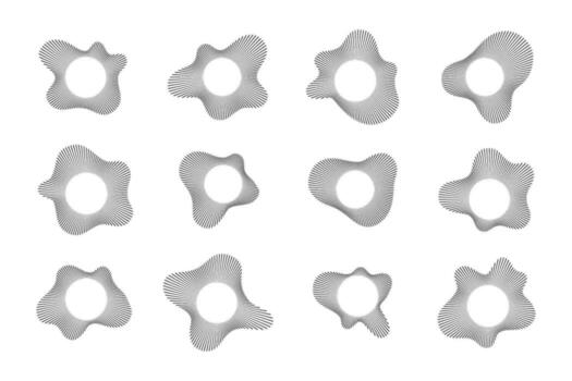punteado circular sonido ola conjunto con radial patrones para audio visualización y técnico gráficos. vector