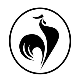 estilizado negro y blanco gallo logo dentro un círculo. liso, fluido formas crear un elegante y moderno símbolo representando confianza y vitalidad. vector