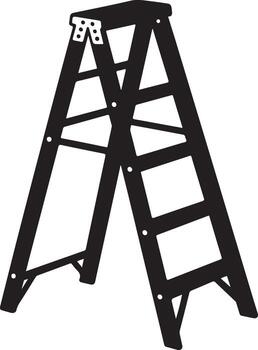 A sturdy black a frame stepladder standing open on a white background isolated on white background vector