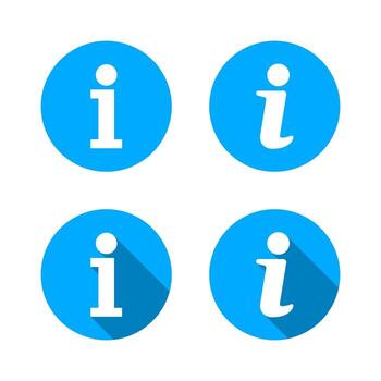 Helpdesk info icon set with long shadow. Information symbol. Guidance element design vector