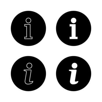 Info, Information icon set in black circle. Helpdesk symbol. Guidance element design vector