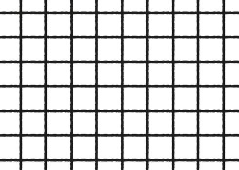 Black checked plaid seamless pattern. Thin vertical and horizontal black brush stripes create a monochrome geometric background with rough edges. Perfect for textile, fabric, and design. vector