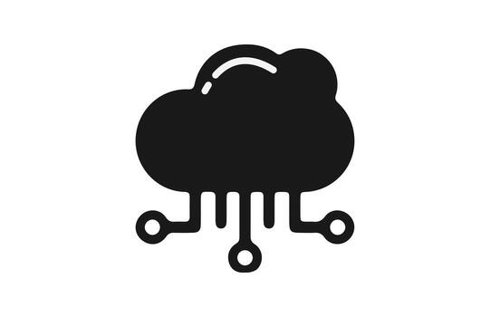 Cloud Computing Solid Black Icon for web and mobile apps design. vector
