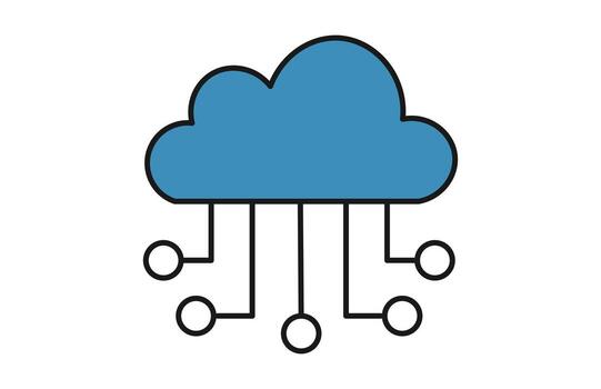 Cloud Computing Blue Line Icon for web and mobile apps design vector