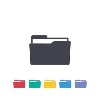 folder icon set, minimal flat icon illustration of folder on white vector