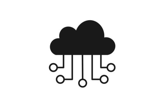 Cloud Computing Solid Black Icon for web and mobile apps vector