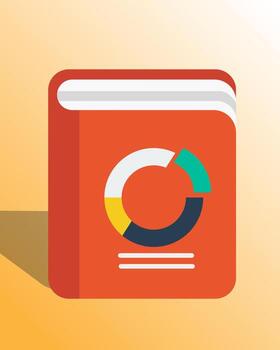 Flat Design Business Book with Analytics Icon vector