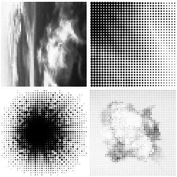 Halftone Pattern. Set of Dots. Dotted Texture on White Background. Overlay Grunge Template. Distress Linear Design. Fade Monochrome Points. Pop Art Backdrop vector