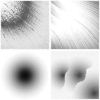 Halftone Pattern. Set of Dots. Dotted Texture on White Background. Overlay Grunge Template. Distress Linear Design. Fade Monochrome Points. Overlay Pop Art Backdrop. vector