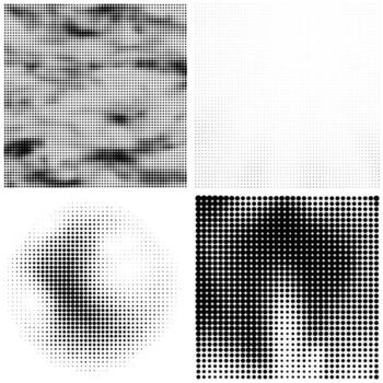 Halftone Pattern. Set of Dots. Dotted Texture on White Background. Overlay Grunge Template. Distress Linear Design. Fade Monochrome Points Ornament. Pop Art Backdrop. vector