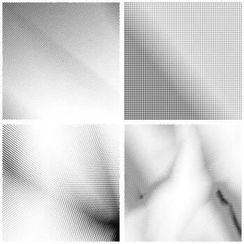 Halftone Pattern. Set of Dots. Dotted Texture on White Background. Overlay Grunge Template. Distress Linear Design. Fade Monochrome Points. Black Pop Art Backdrop. vector