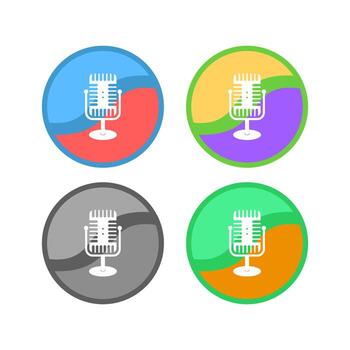 Retro Microphone Icon Set Isolated on White Background vector