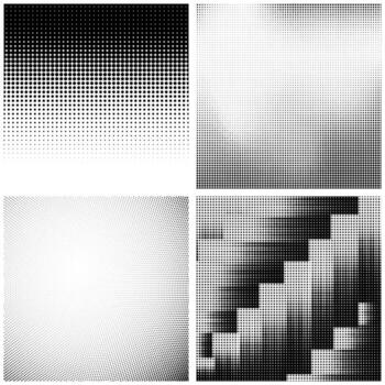 Halftone Pattern. Set of Dots. Dotted Texture on White Background. Overlay Grunge Template. Distress Linear Design. Fade Monochrome Dotted Points. Pop Art Backdrop. vector