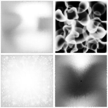 Halftone Pattern. Set of Dots. Dotted Texture on White Background. Overlay Grunge Template. Distress Linear Design. Fade Monochrome Points. Pop Art Backdrop Set. vector