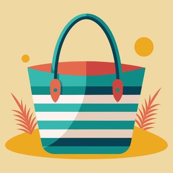 Decorative Tote Bag with Colorful Stripe Pattern vector