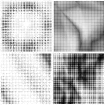 Halftone Pattern. Set of Dots. Dotted Texture on White Background. Overlay Grunge Template. Distress Linear Design. Fade Monochrome Points. Pop Art Backdrop Wave vector