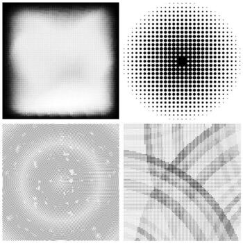 Set Halftone Pattern. Dotted Texture on White Background. Overlay Grunge Template. Distress Linear Design. Fade Monochrome Points. Pop Art Backdrop. vector