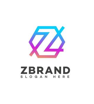 Abstract Z Initial Colorful Hexagon Emblem vector