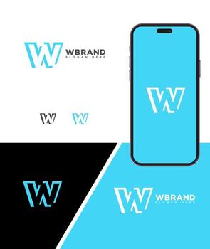Abstract W Initial Mobile App Branding vector