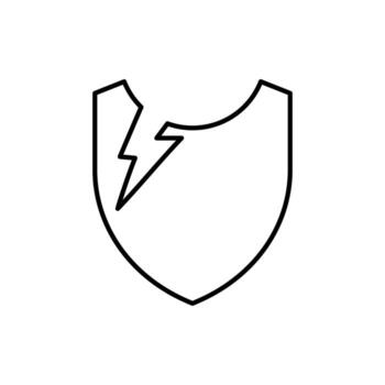 Cracked Shield Minimalistic Thin Line Icon for Web and Graphic Design, Apps, Banners, Social Network and Cards vector