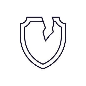 Minimalistic Icon of Cracked Shield for Graphics, Concept, Apps vector