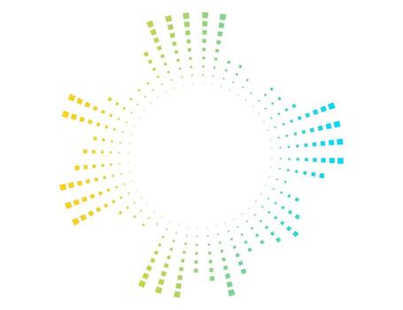Neon radial audio spectrum with dotted bars. Modern circular equalizer design for music player, sound waves, and voice recognition. vector