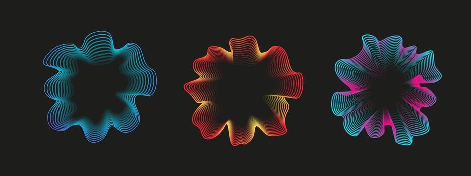 neón audio igualada con radial modelo. circular sonido ola para música, voz reconocimiento, y radio visuales vector