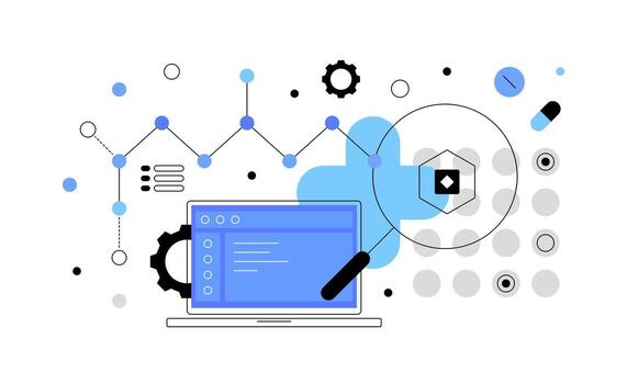 Protein synthesis, bio tech and medicine. Ai helping to create new medicals and make a search vector