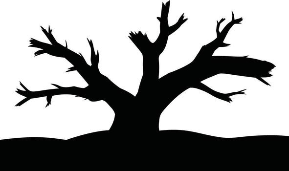 a Bare twisted branches of dead tree against a white background outline vector